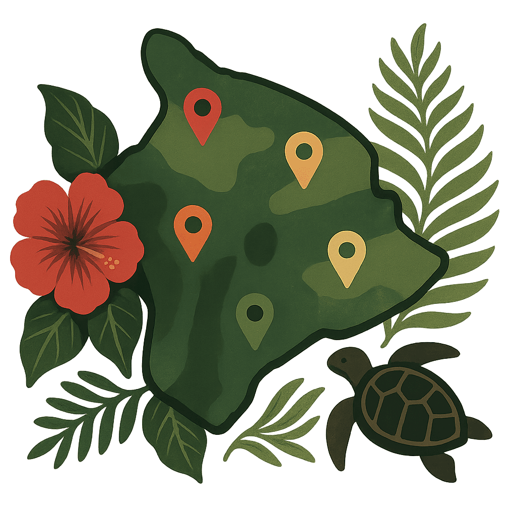 Big Island map with event locations