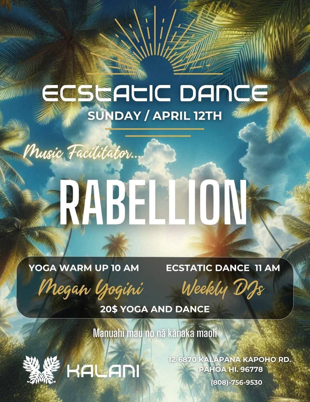 Ecstatic Dance with Rabellion at Kalani