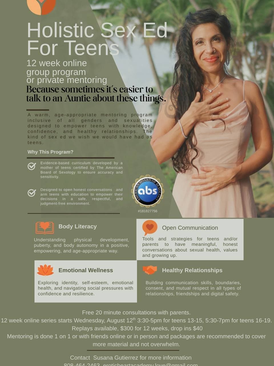 Holistic Sex Education for Teens (Ages 13–15) - Online