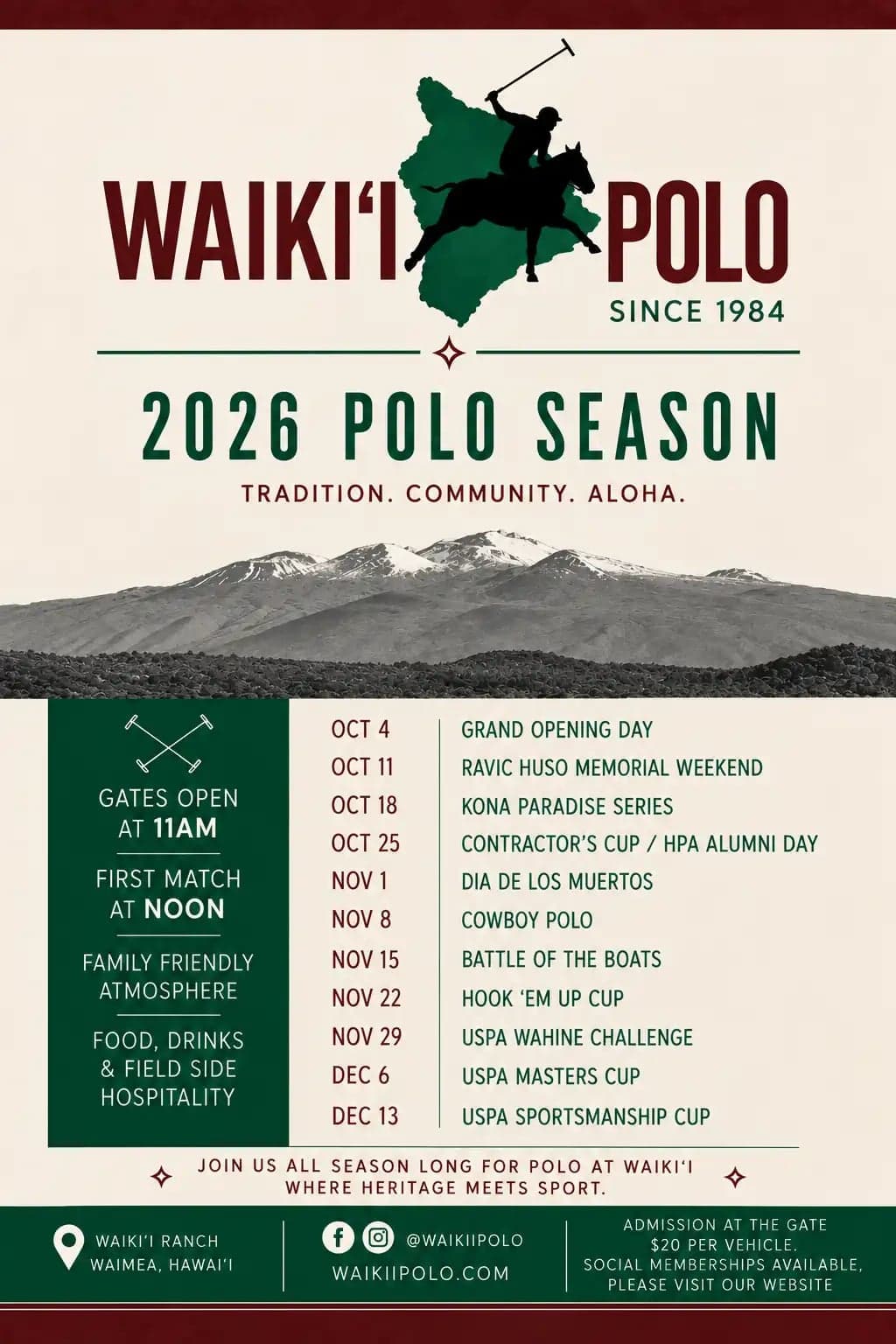 Waiki‘i Polo Club Announces 2026 Season!
