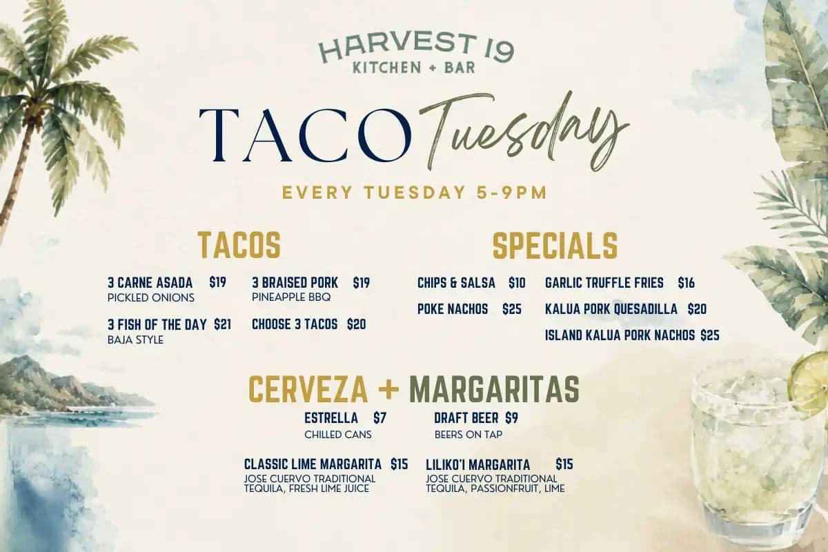 Taco Tuesday at Harvest 19 Kitchen & Bar