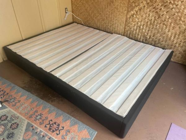 Marketplace thumbnail for Upholstered Wooden Queen Size Platform Bed Frame