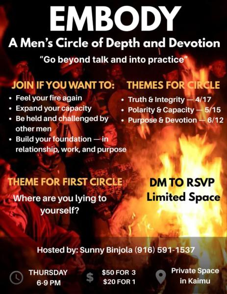 Event thumbnail for EMBODY - A Men's Circle of Depth and Devotion