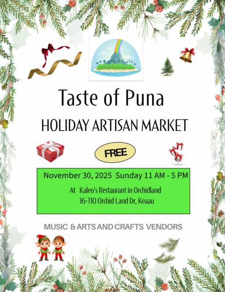 Event thumbnail for Taste of Puna - Holiday Artisan Market