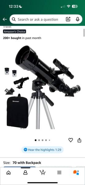Marketplace thumbnail for Celestron 70mm Travel Scope Telescope