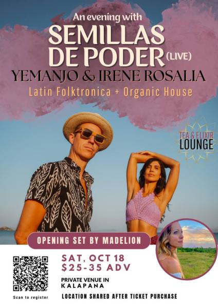 Event thumbnail for An Evening with Semillas de Poder (Live), Yemanjo & Irene Rosalia