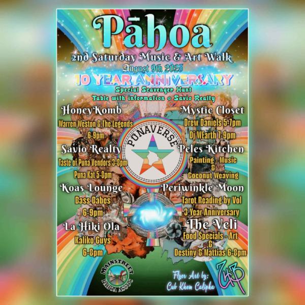 Event thumbnail for Pahoa Music & Art Walk - Second Saturdays on Mainstreet 10th Anniversary Celebration