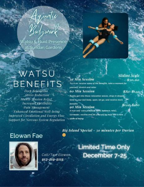 Event thumbnail for Aquatic Watsu & Fluid Presence at Sundari Gardens