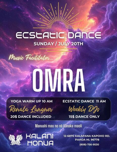 Event thumbnail for Kalani Ecstatic Dance featuring Omra