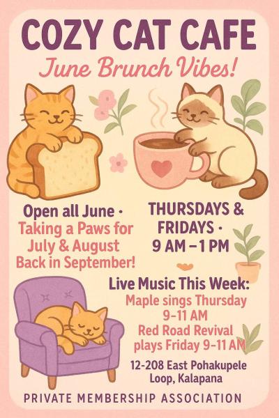 Event thumbnail for June Brunch Vibes at Cozy Cat Cafe