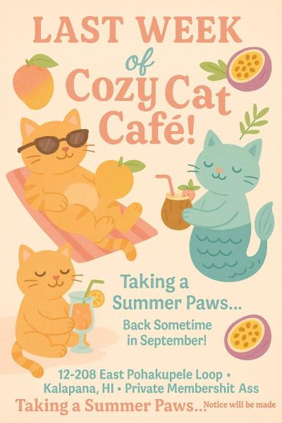 Event thumbnail for Cozy Cat Café Last Week Open