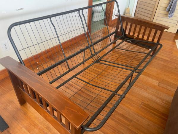 Marketplace thumbnail for Wood and Metal Full-Size Futon Frame for Sale
