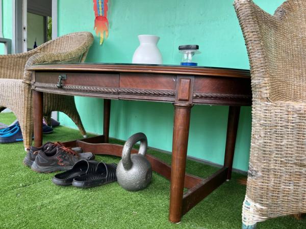 Marketplace thumbnail for Wooden Coffee Table with Glass Top
