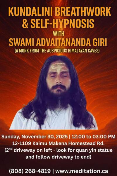 Event thumbnail for KUNDALINI BREATHWORK & SELF-HYPNOSIS with Swami Advaitananda Giri